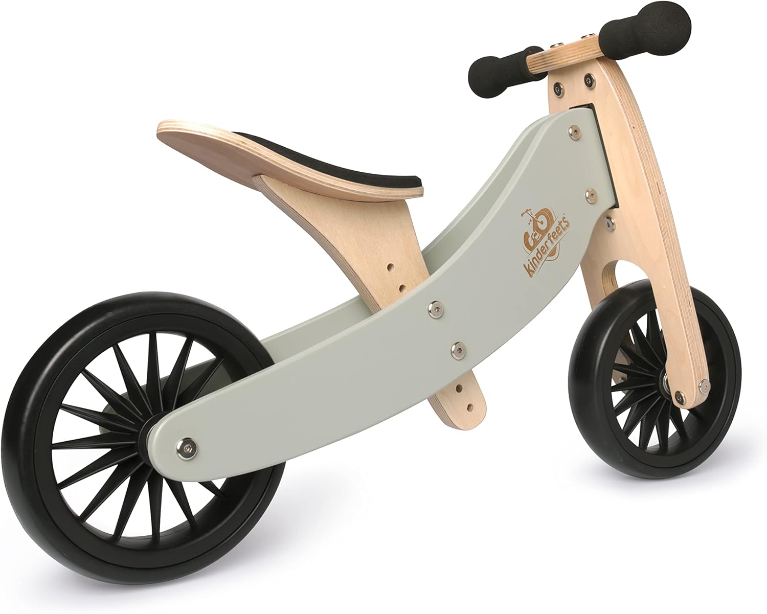 Kinderfeets Tiny Tot Plus 2 in 1 Balance Bike & Trike for Toddlers Silver Sage