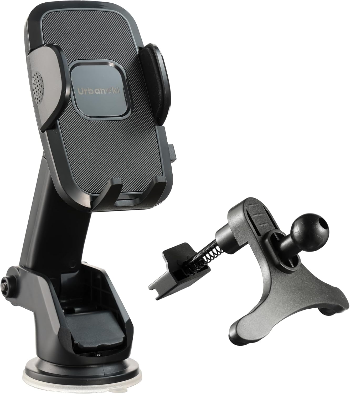 Urbanoki 4 in 1 Car Phone Holder Dashboard Windshield Vent Mount for All Phones - Black