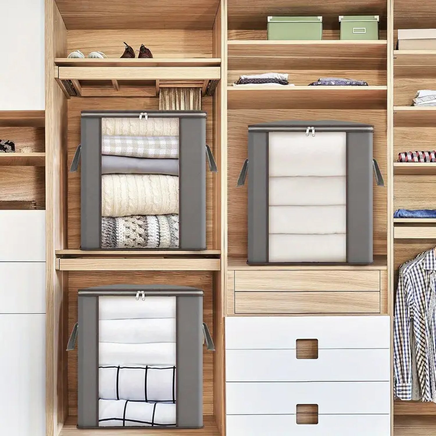 Hivvago Oversized Quilt Storage Bags – 2-Pack Foldable Organisers with Zipper & Window