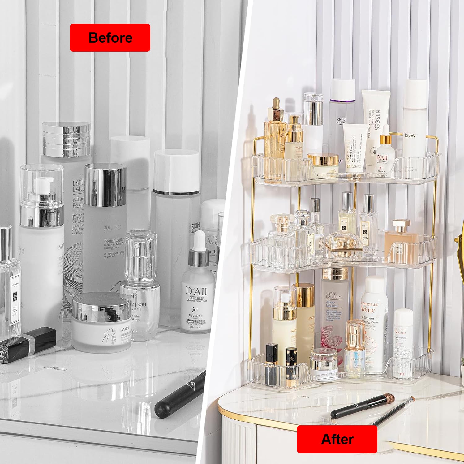 Hivvago 3-Tier Corner Counter Organizer – Space-Saving Shelf for Bathroom & More