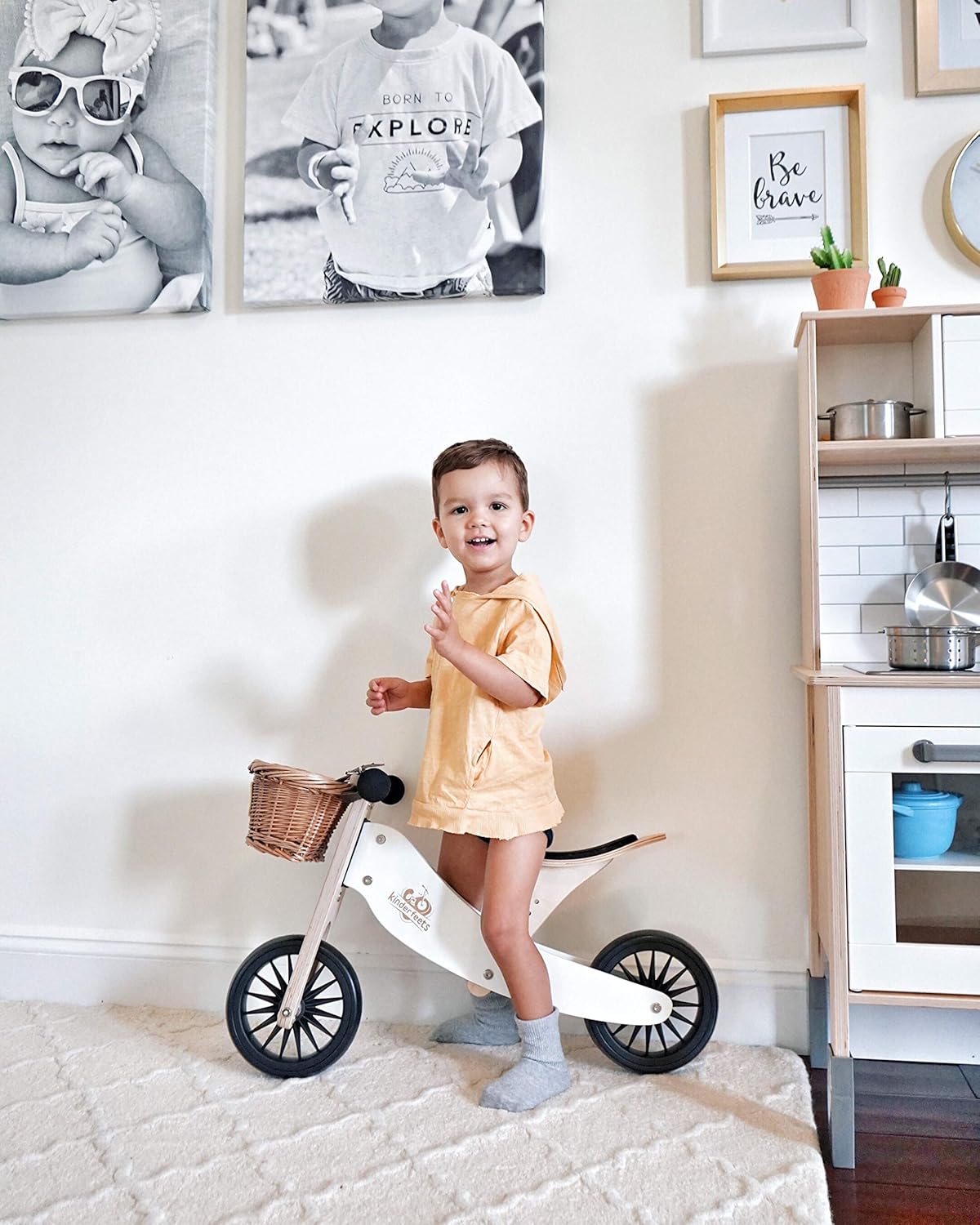 Kinderfeets Tiny Tot 2 in 1 Balance Bike & Trike for Toddlers White