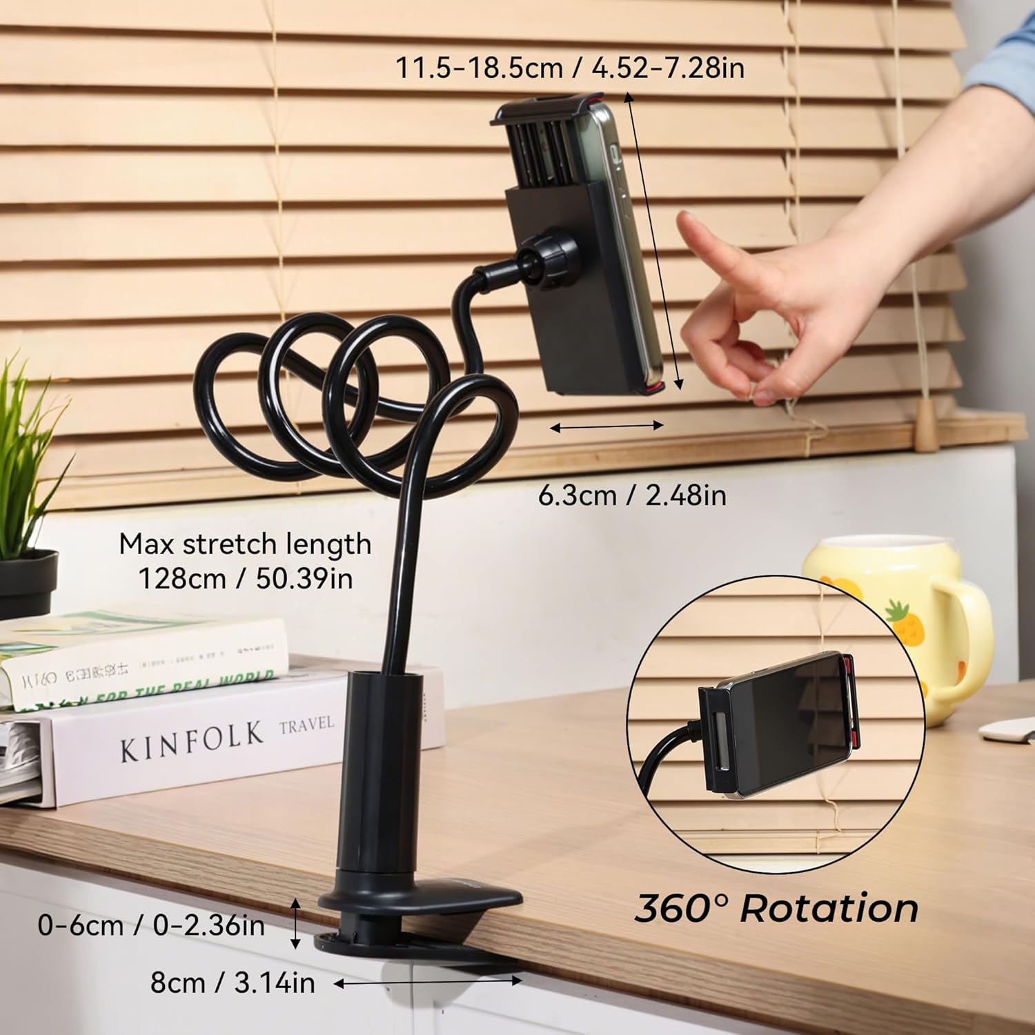 Urbanoki Gooseneck Phone Holder Flexible Clamp Mount for Bed Desk - Available in Two Colours