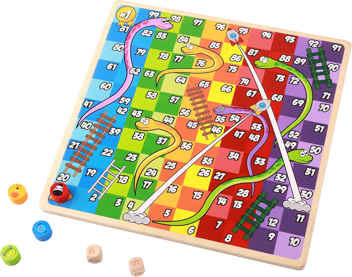 Tooky Toy 2 IN 1 Wooden Board Game - Ludo, Snakes And Ladders