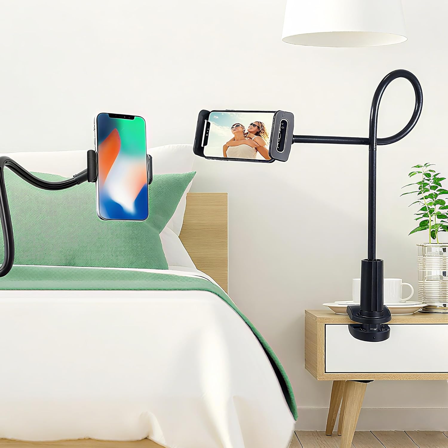 Urbanoki Gooseneck Phone Holder Flexible Clamp Mount for Bed Desk - Available in Two Colours
