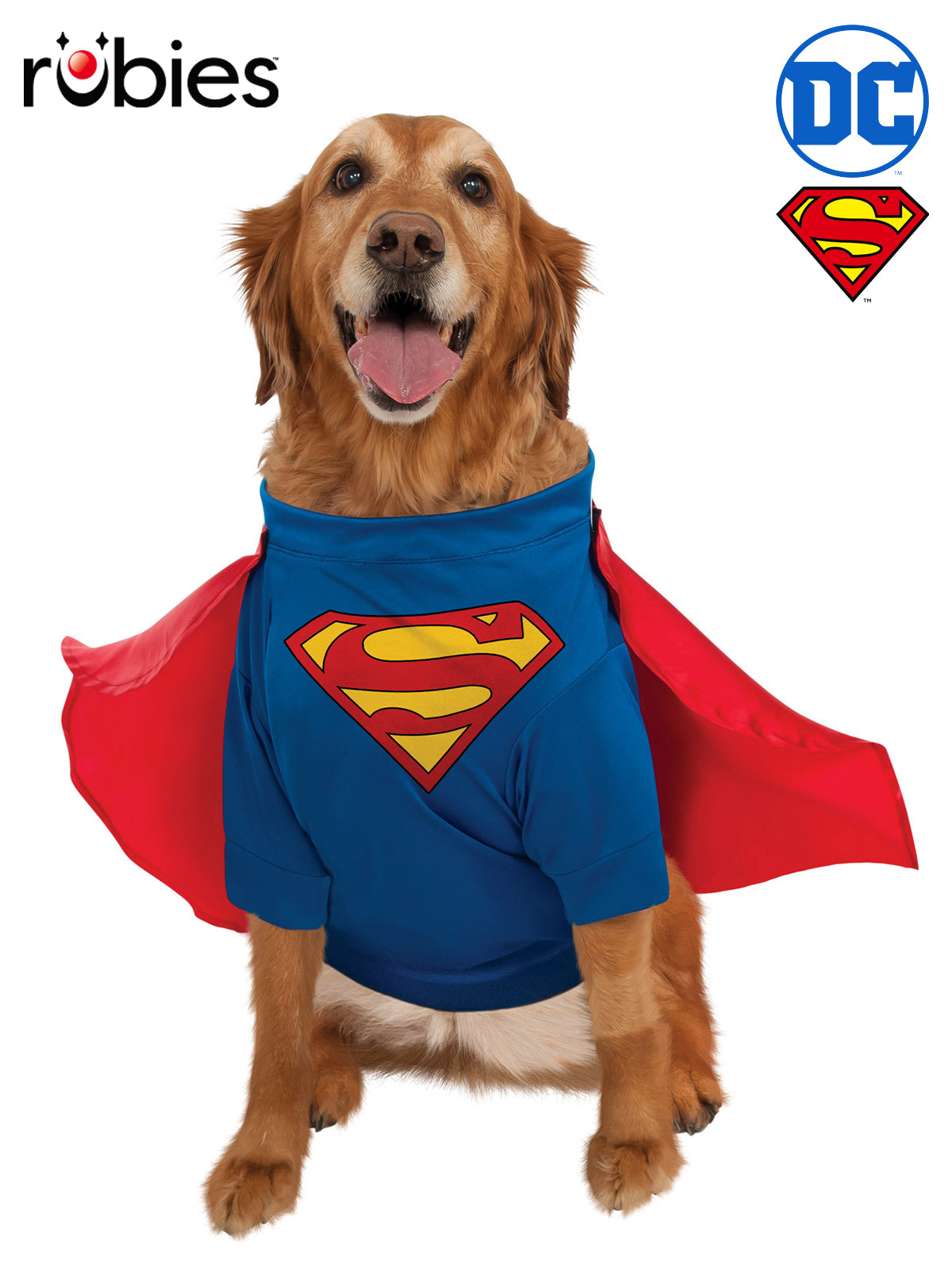 Superman Pet Costume Deluxe Dog Outfit with Cape and Logo Shirt DC Comics