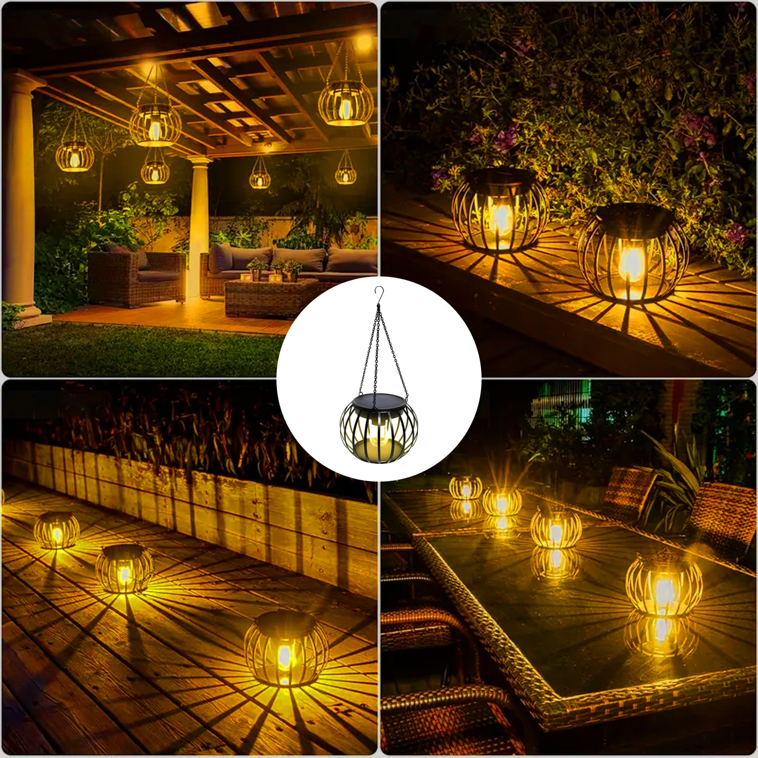 Hivvago 2-Pack Solar Hanging Lanterns – Outdoor Decorative Pumpkin Lights