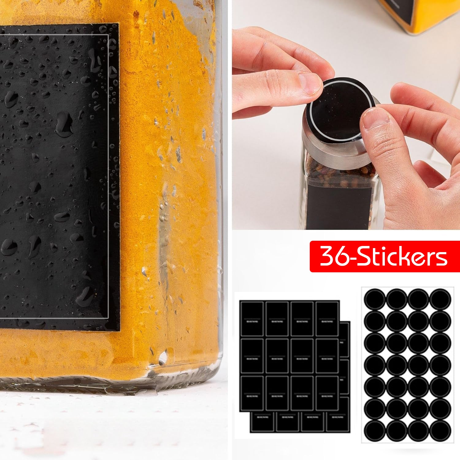 Hivvago 12 Pack Glass Spice Jar Set 120ml Airtight Square Jars with Shaker Lids Labels Funnel and Brush