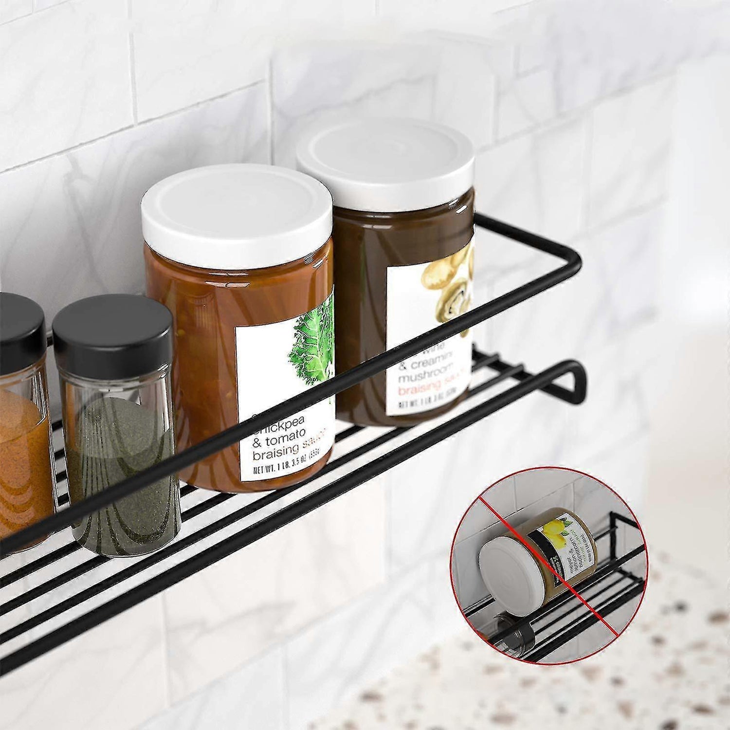 Hivvago 4-Pack Spice Rack Organizer – Wall or Cabinet Mount Kitchen Storage