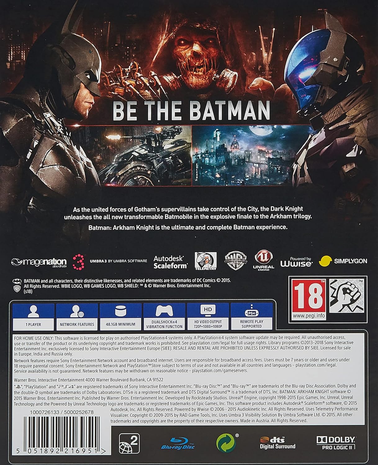 Warner Bros Games Batman: Arkham Knight PlayStation Hits PlayStation 4 Game