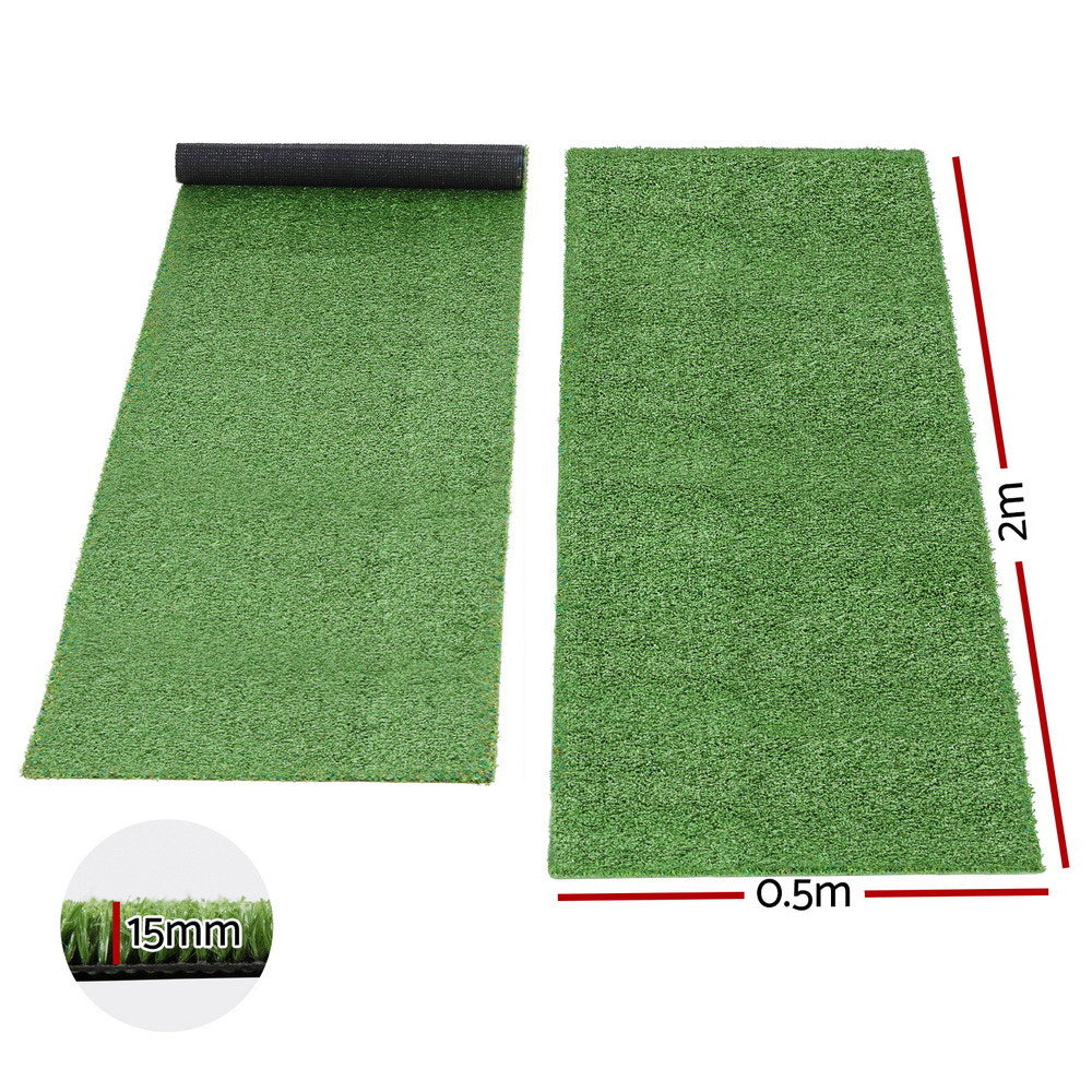Prime Turf Artificial Grass Rug Fake Grass 2 Rolls 15mm Height 50cm x 2m Indoor Outdoor