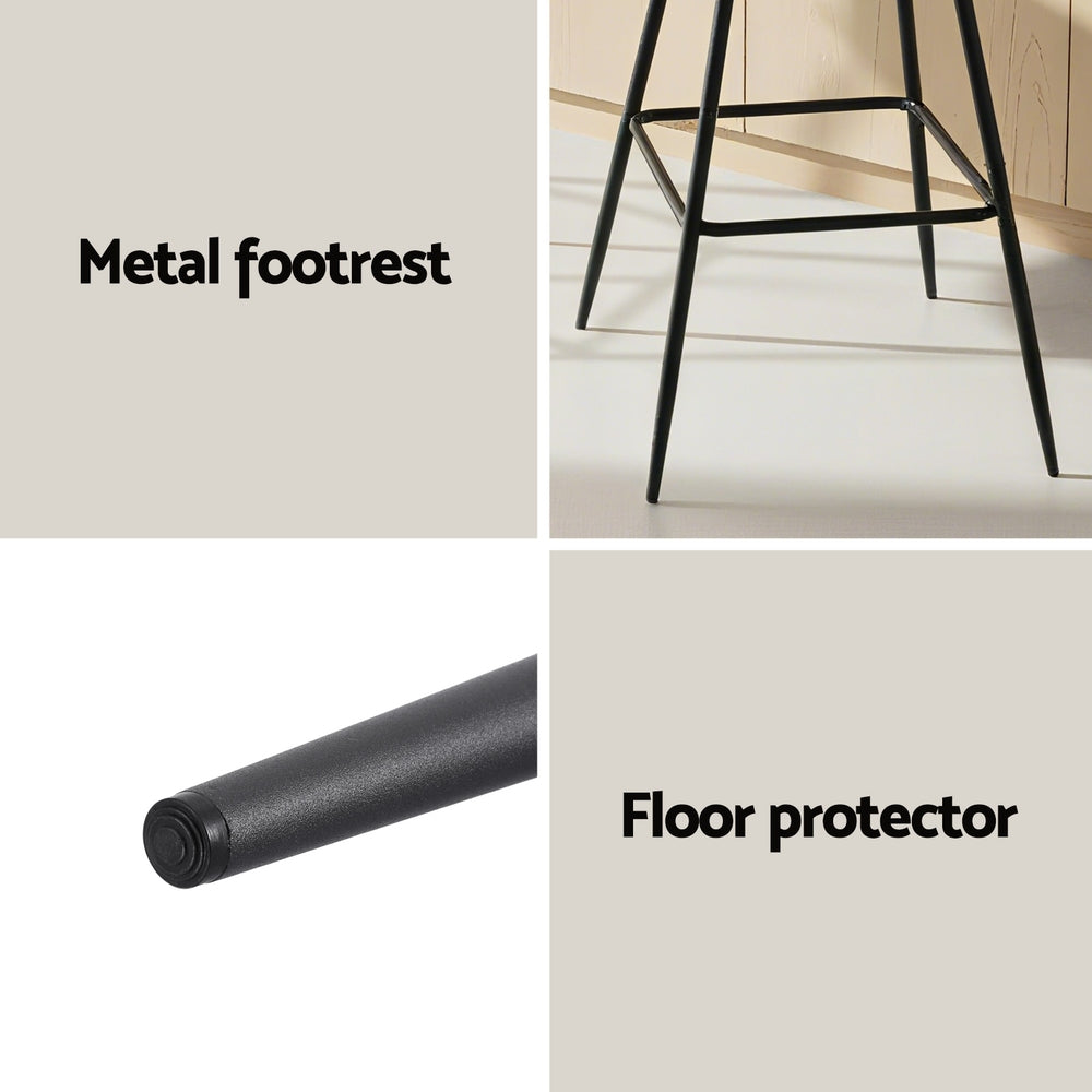 Artiss 2x Bar Stools Kitchen Dining Chair Counter Stool Diamond PU Leather Black