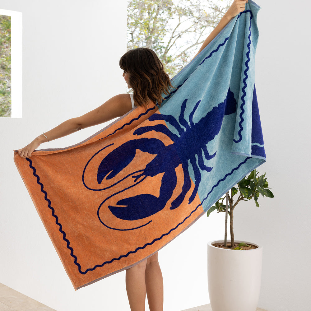 Bambury Jacquard Beach Towel - Lobster