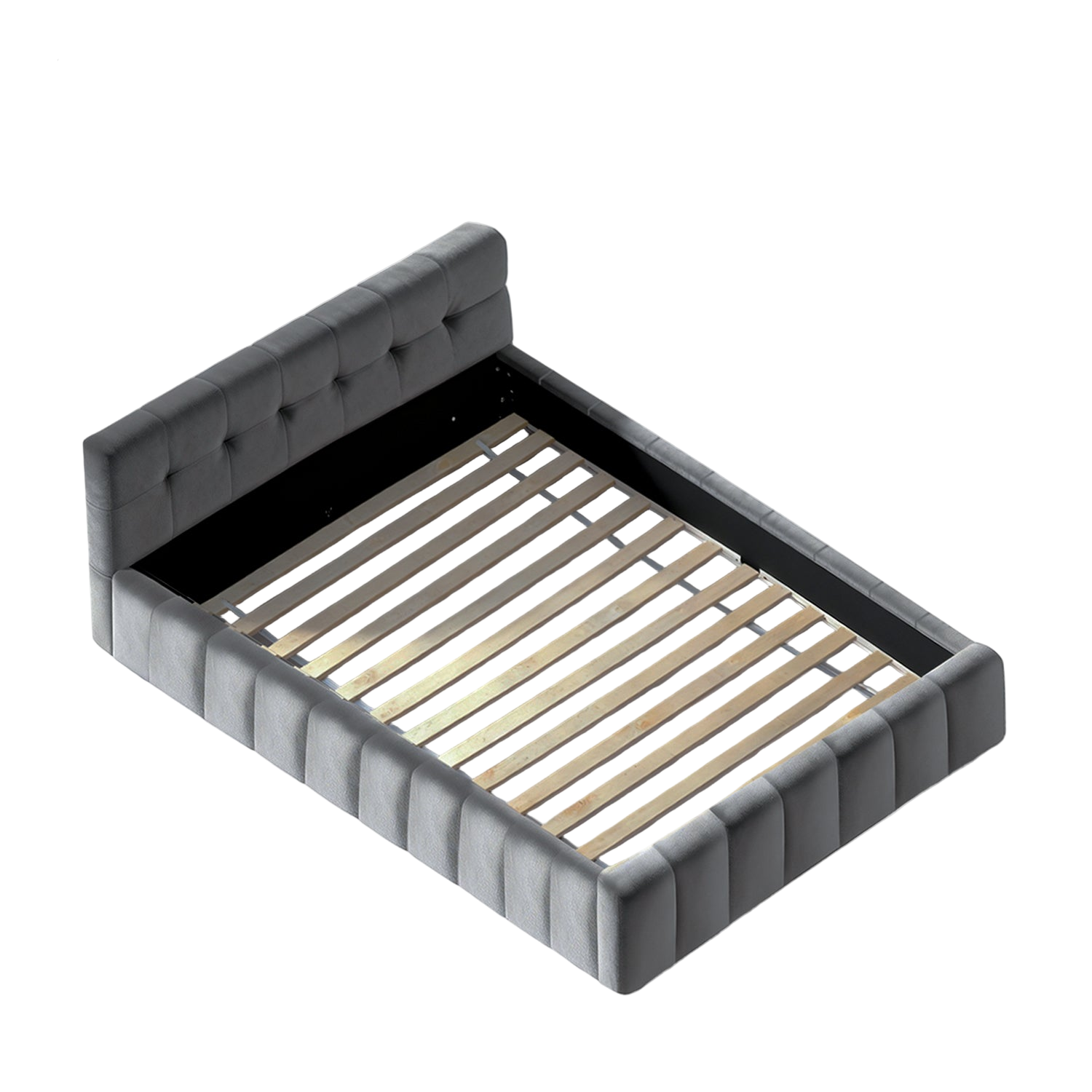 Artiss Double Size Bed Frame Plush Soft Headboard Velvet Platform Base for Modern Bedrooms Grey