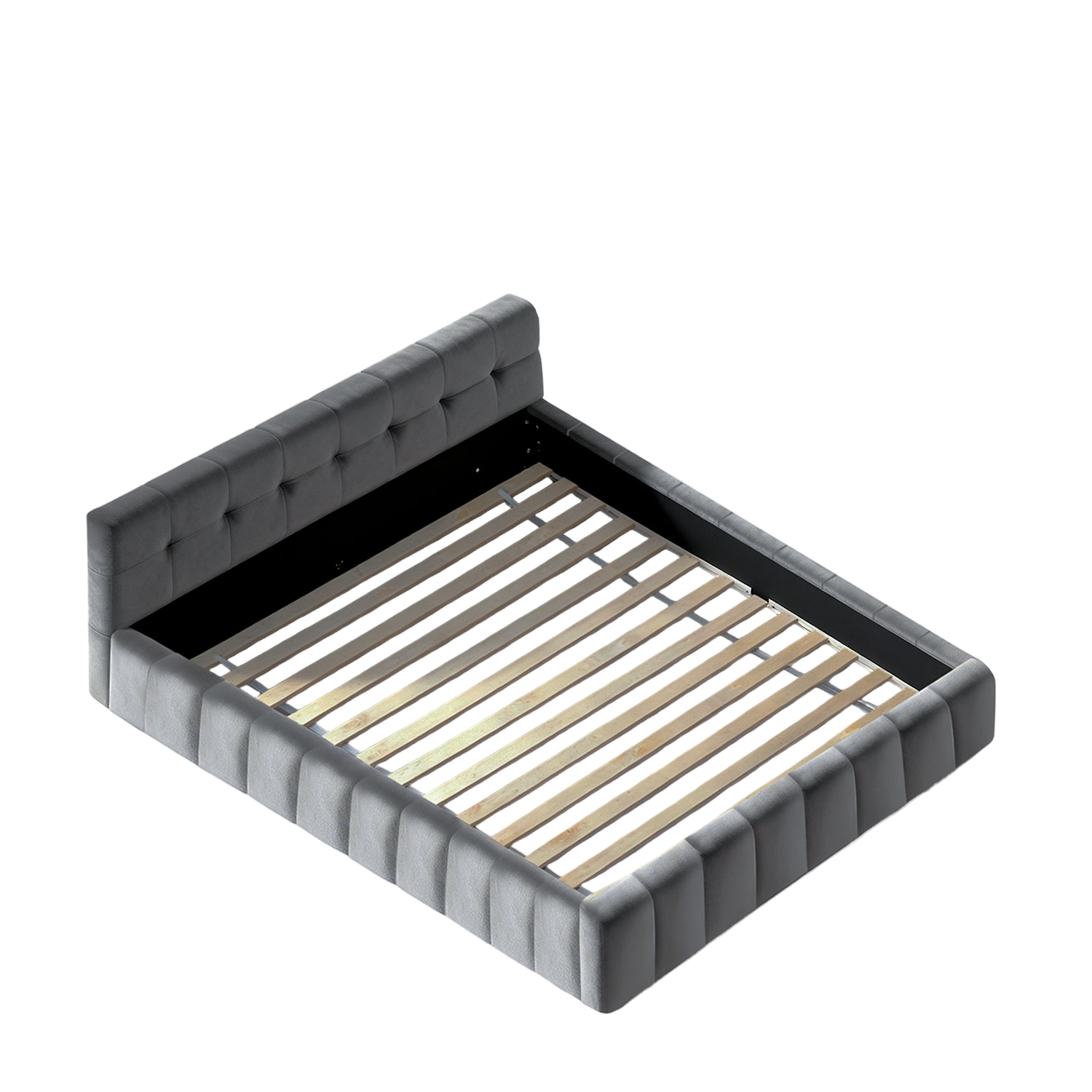 Artiss Queen Size Bed Frame Plush Soft Headboard Velvet Platform Base for Modern Bedrooms Grey