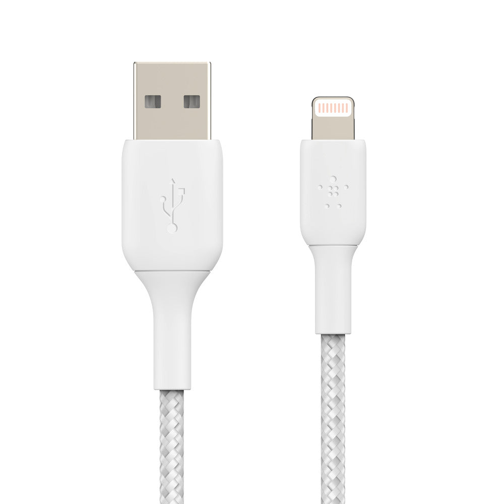Belkin Boost Charge Lightning to USB-A Braided Cable 1mFor Apple Devices - White