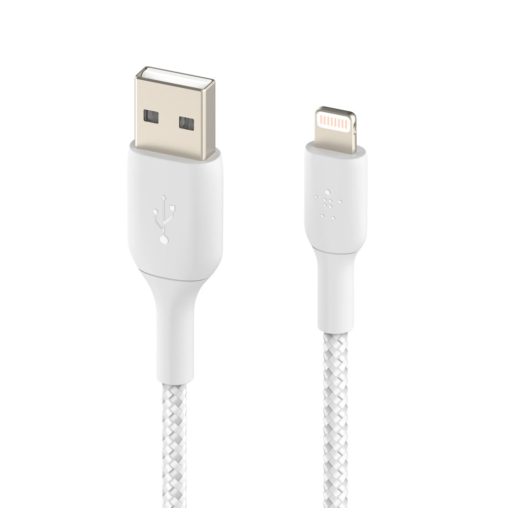 Belkin Boost Charge Lightning to USB-A Braided Cable 1mFor Apple Devices - White