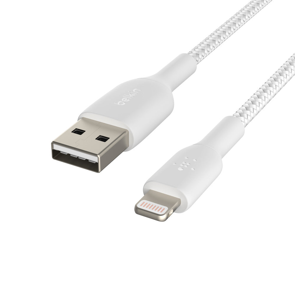 Belkin Boost Charge Lightning to USB-A Braided Cable 1mFor Apple Devices - White