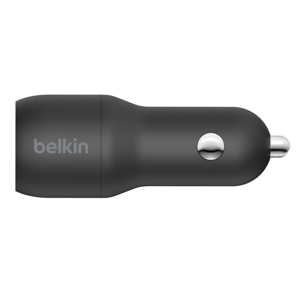 Belkin BoostCharge Dual 24W Car Charger with Lightning CableFor Apple Devices - Black