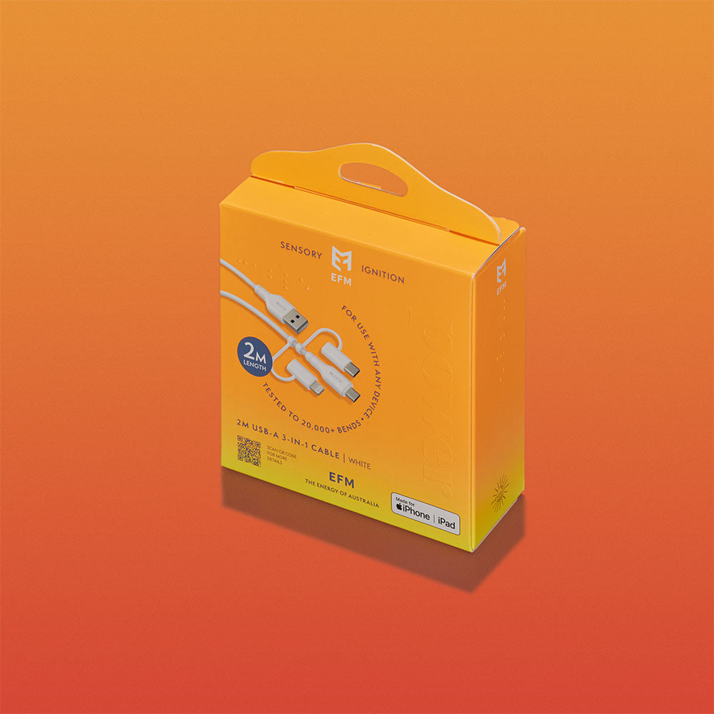 EFM USB-A 3-in-1 Cable – 2M Universal Charging & Data Cable