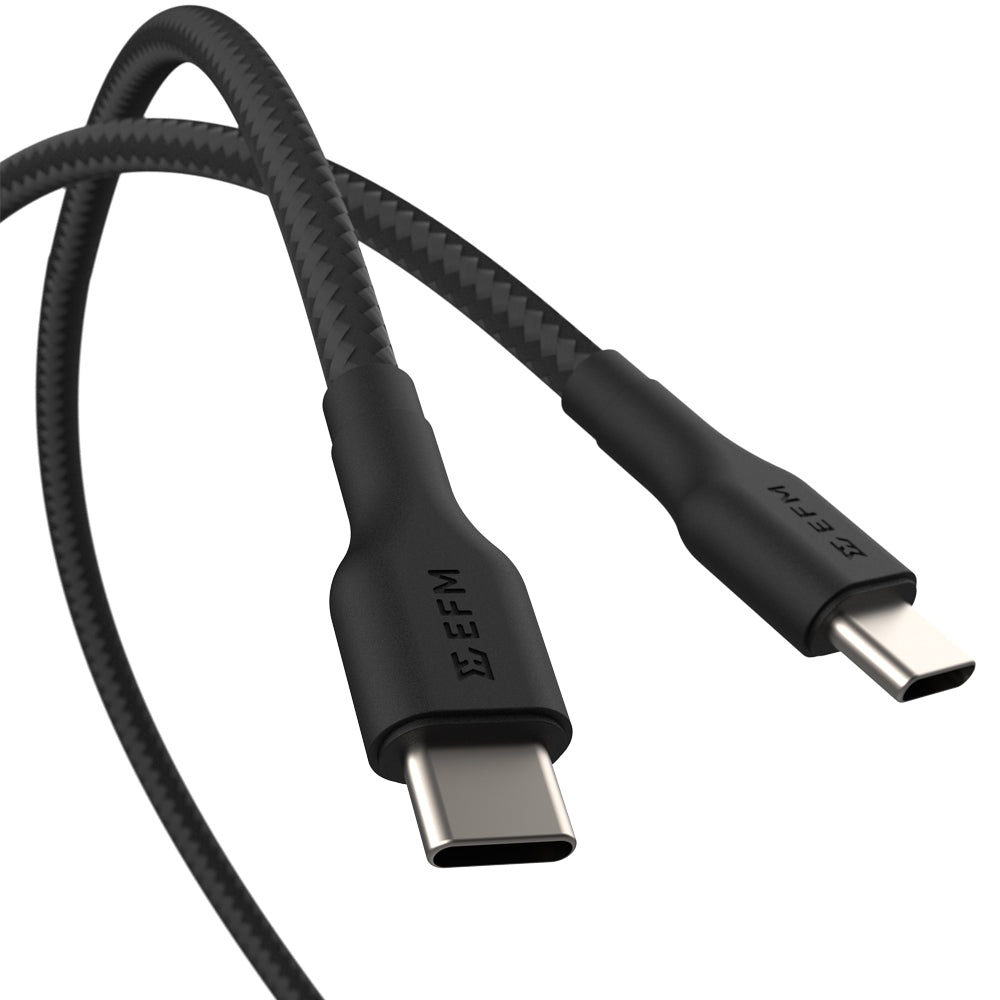 EFM USB-C to USB-C Braided Power and Data 1M CableTested to withstand 20000+ bends - Black
