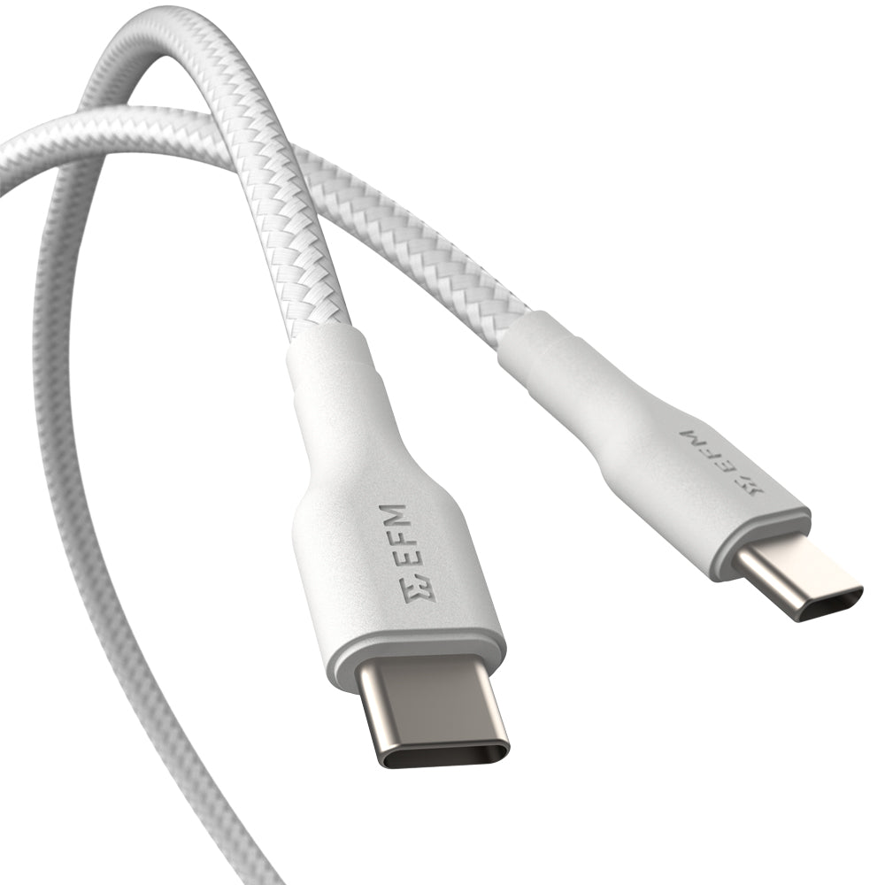 EFM USB-C to USB-C Braided Power and Data 2M CableTested to withstand 20000+ bends - White