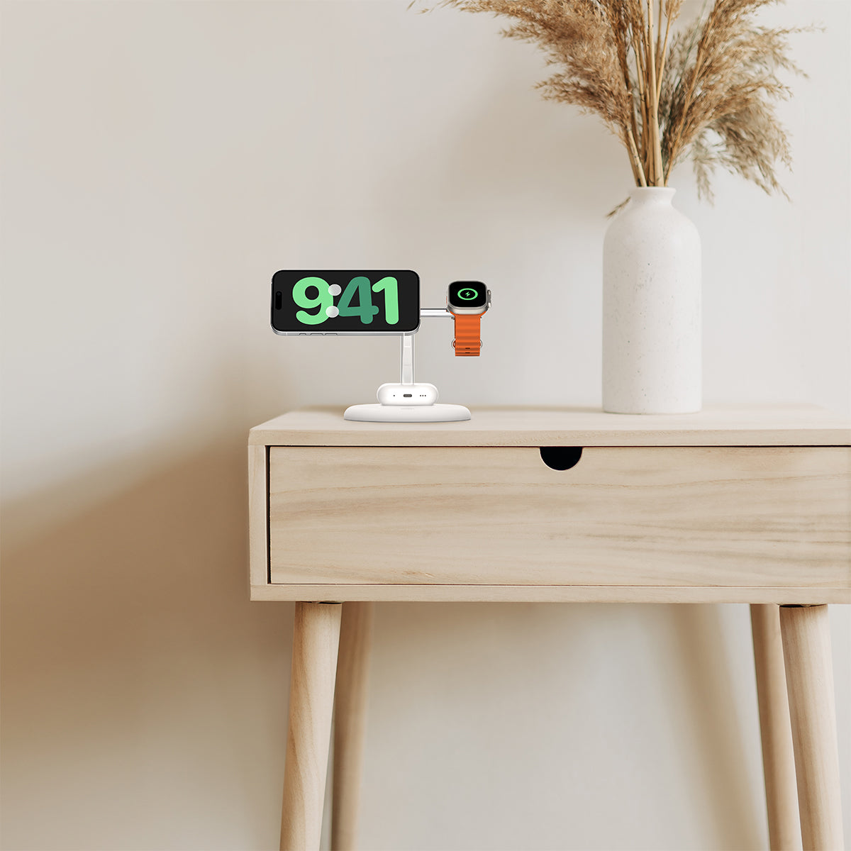 Belkin Boost Charge Pro 3-in-1Magentic Wireless Charging Stand with Qi2 15W - White