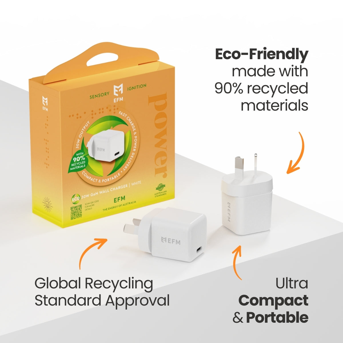 EFM ECO 20W Wall ChargerWith Power Delivery and PPS Technology - White