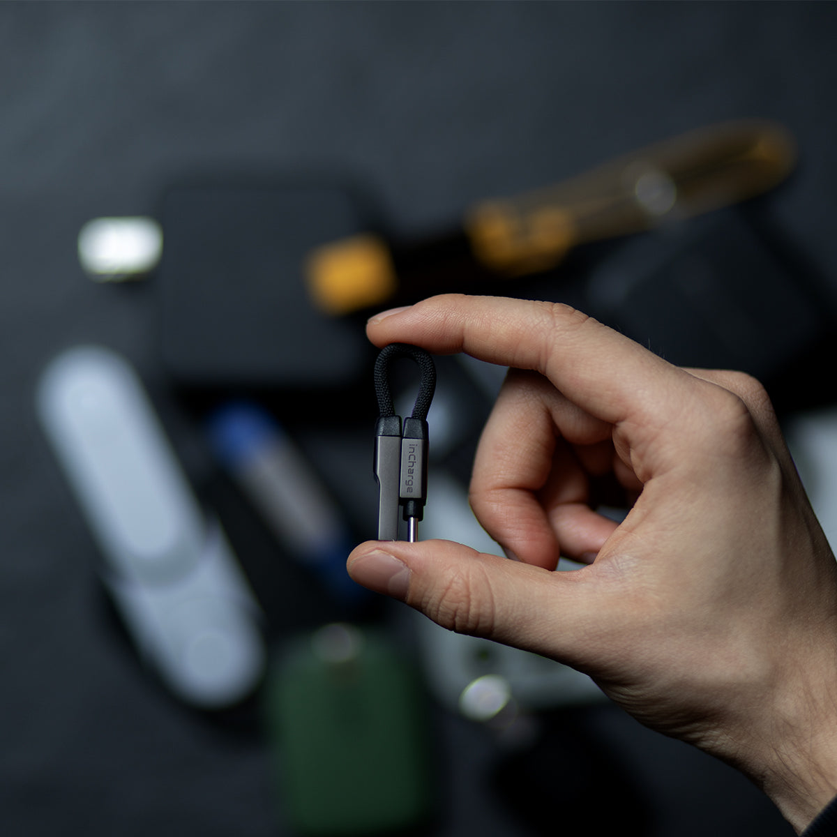 Rolling Square inCharge MiniUSB-C to USB-C Keyring Cable