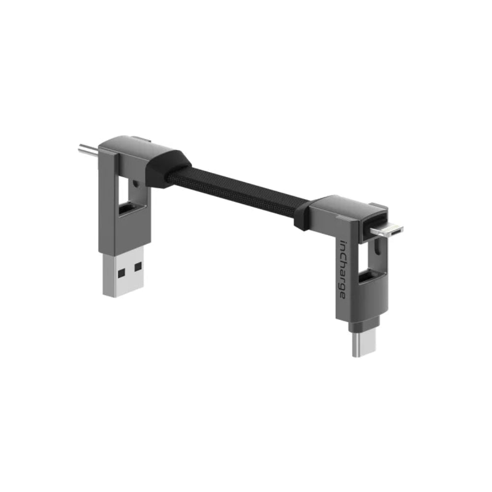 Rolling Square inCharge 6 -18W 6 in 1 Keyring Cable - Mercury Grey -Black / Grey