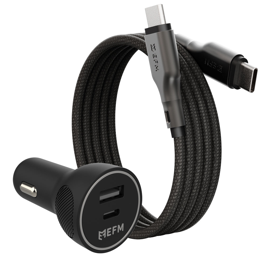 EFM 48W Car ChargerWith 1M Mag-Coil USB-C Cable