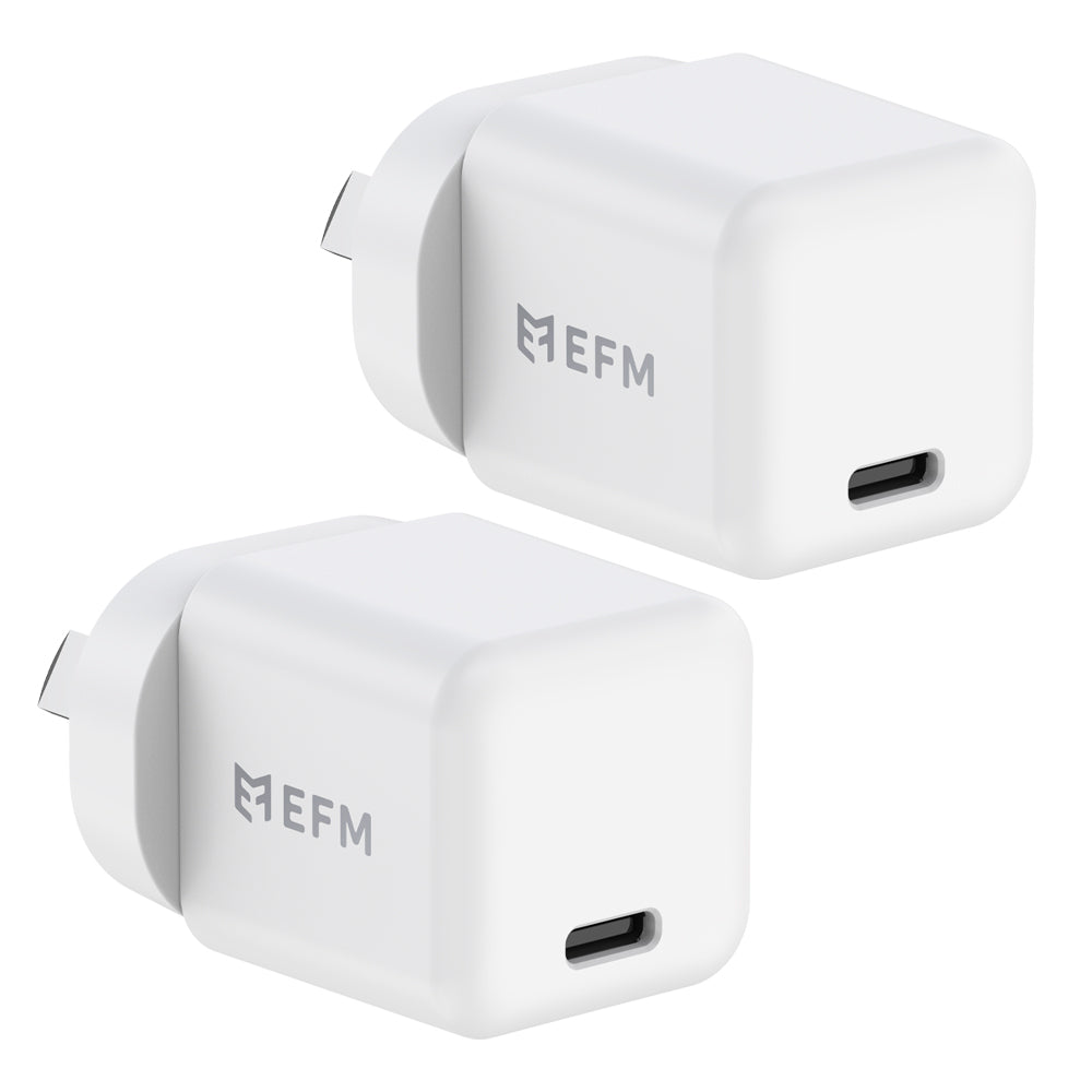 EFM ECO 20W GaN Wall Charger Twin PackWith Power Delivery and PPS