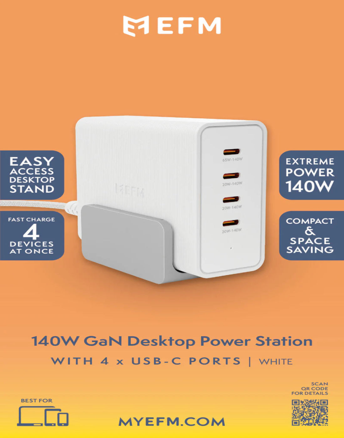 EFM 140W Desktop Power StationWith GaN  Power Delivery 3.1 and PPS