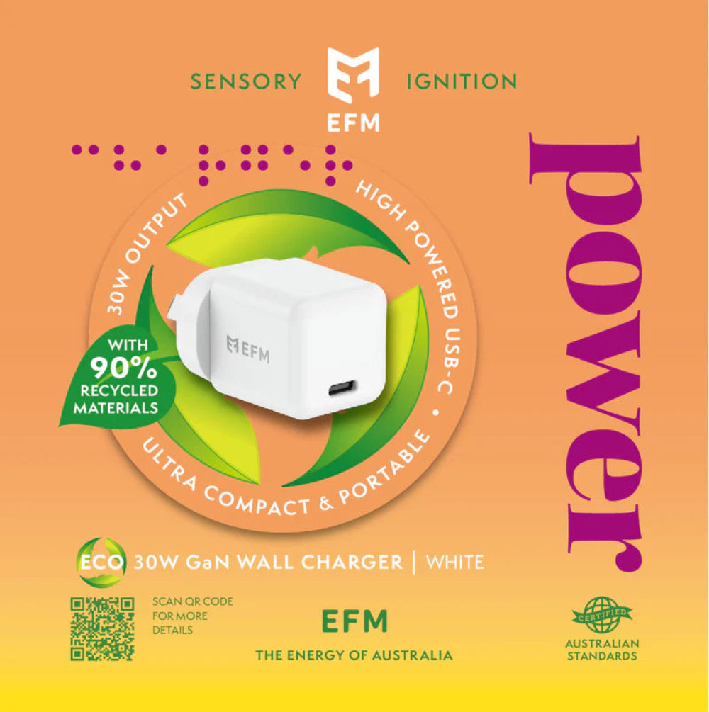 EFM ECO 30W GaN Wall ChargerWith Power Delivery and PPS technology - White