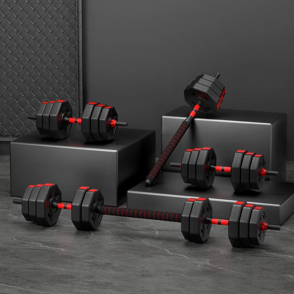 Everfit 40kg Adjustable Dumbbell Barbell Set Weight Plates Home Workout