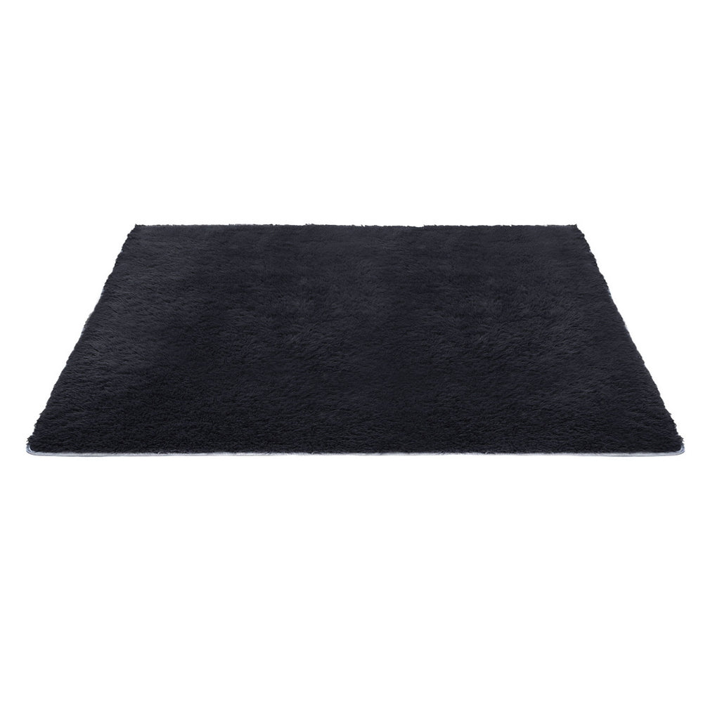 Artiss Floor Rug 200x230cm Plush Area Shaggy Rug Living Room Bedroom Carpet Black