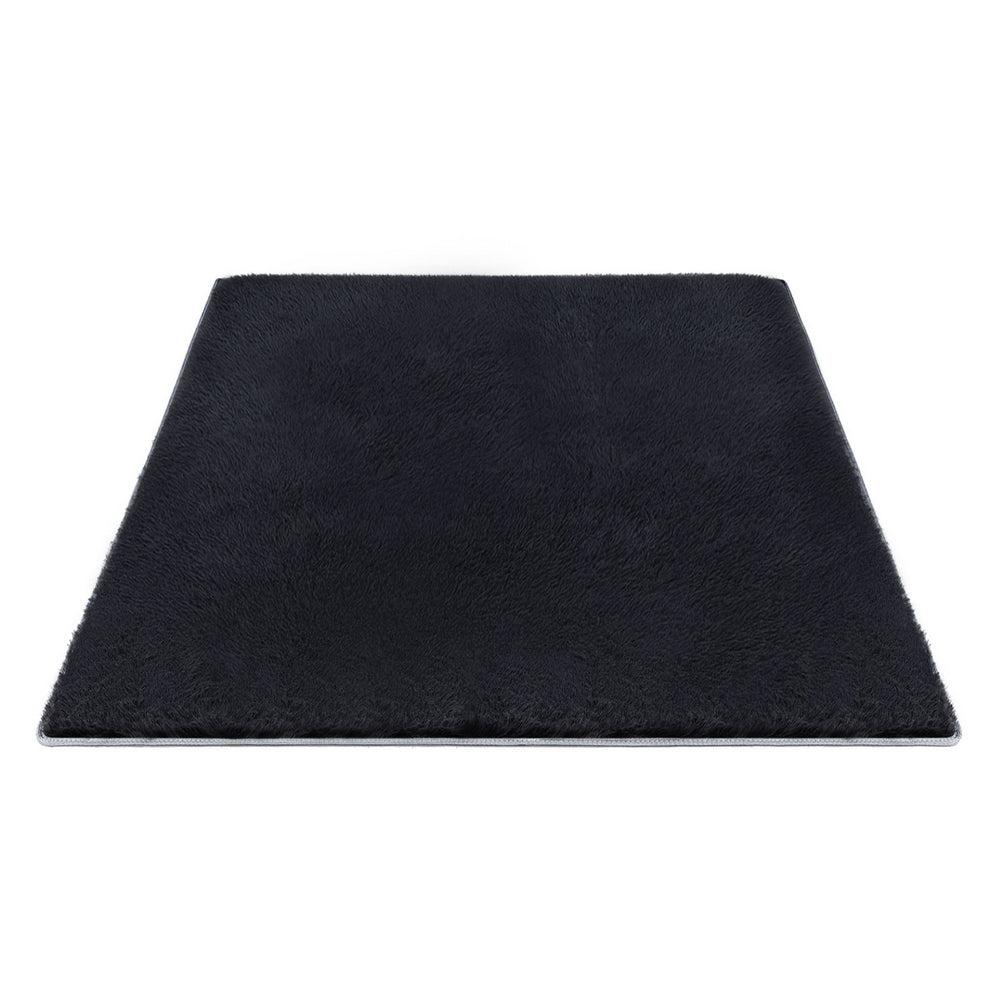 Artiss Floor Rug 200x290cm Plush Area Shaggy Rug Living Room Bedroom Carpet Black