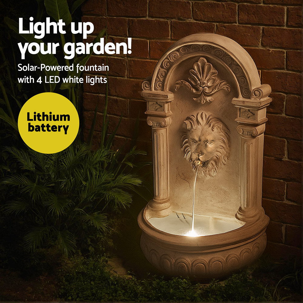 Gardeon Solar Fountain Water Feature Wall Mount Garden Fountains 77CM Beige