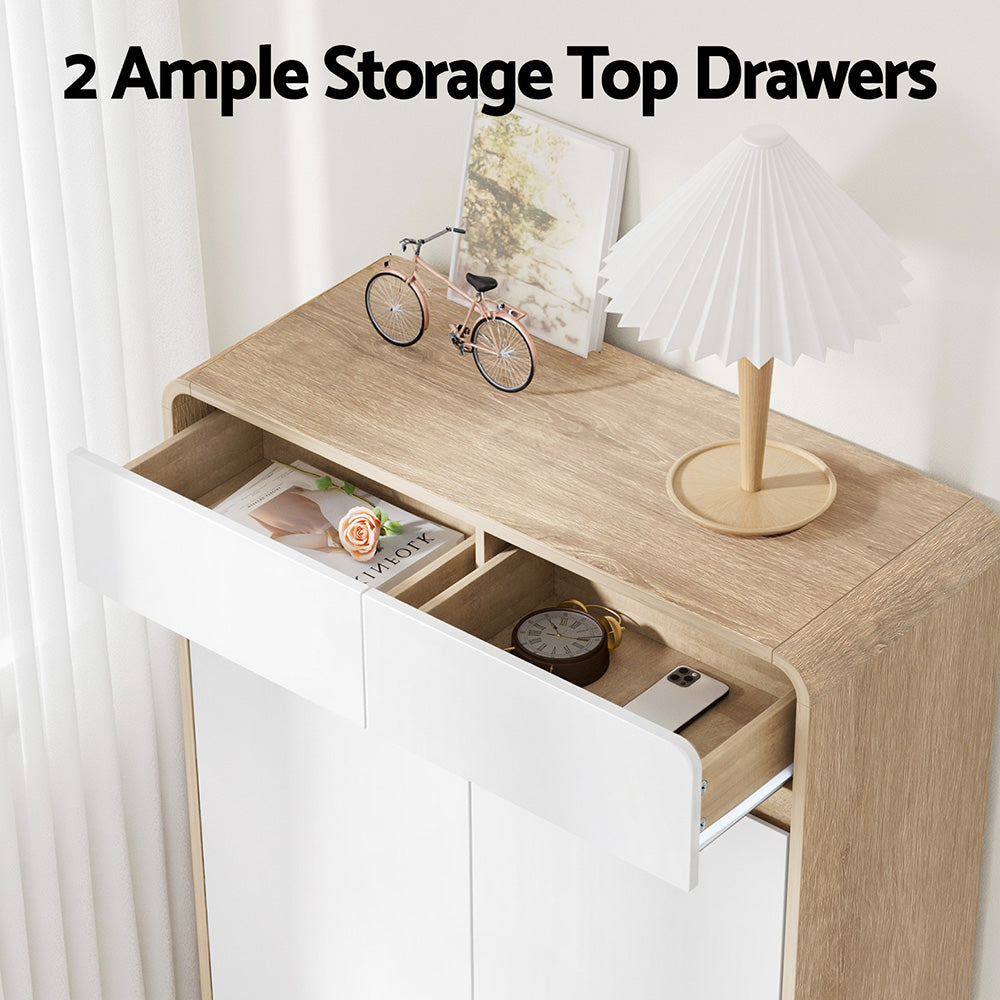 Artiss Shoe Rack Cabinet 20 Pairs Storage Cupboard Pine & White