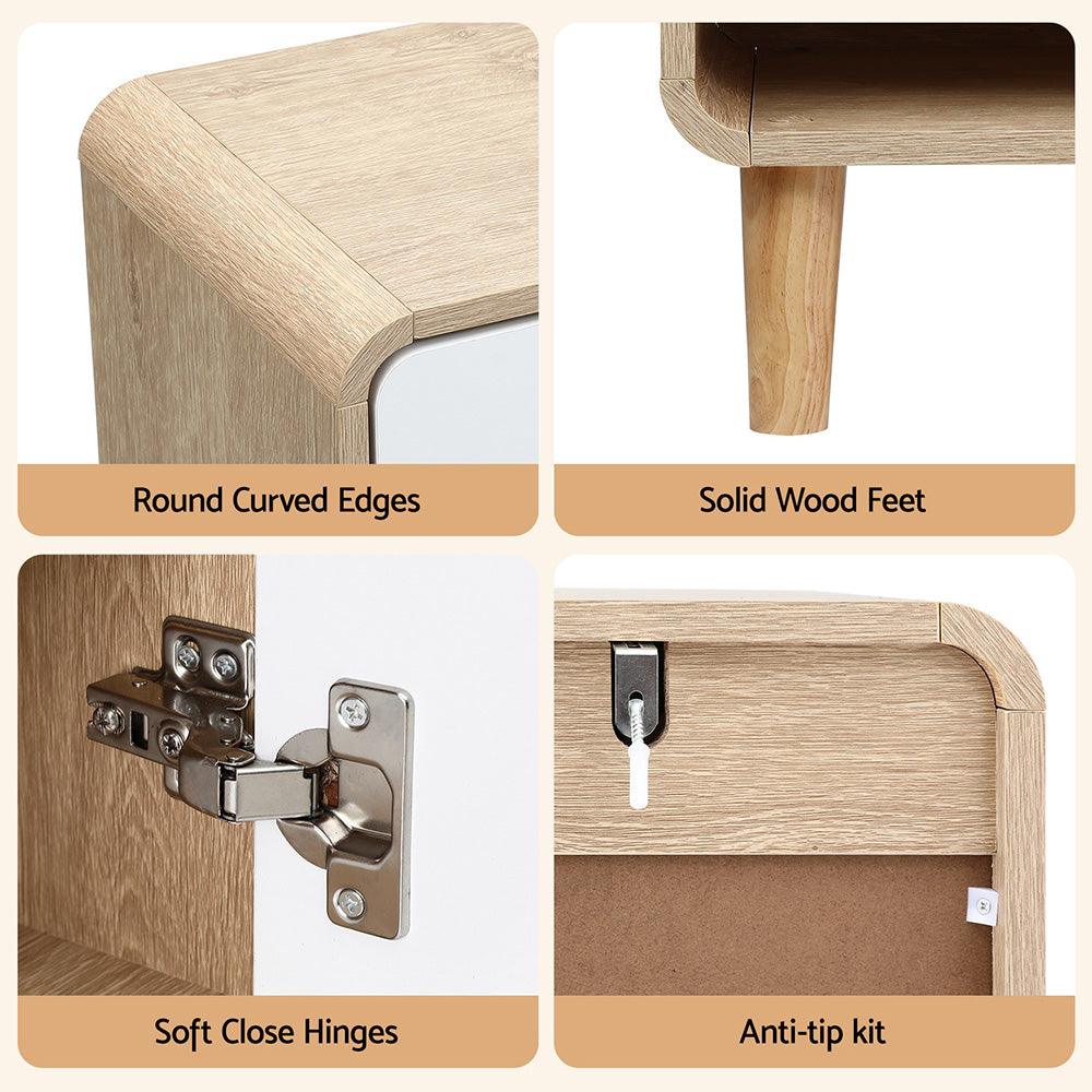 Artiss Shoe Rack Cabinet 20 Pairs Storage Cupboard Pine & White