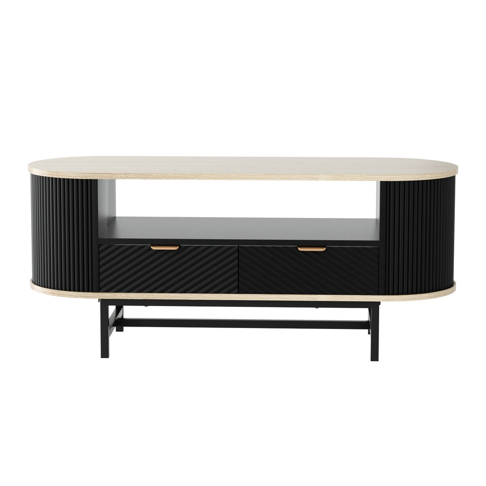 Artiss Coffee Table Drawer Shelf Wood and Black