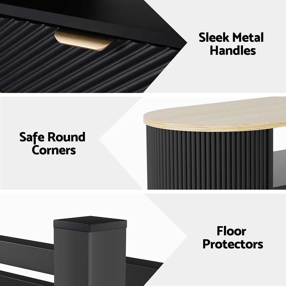 Artiss Coffee Table Drawer Shelf Wood and Black