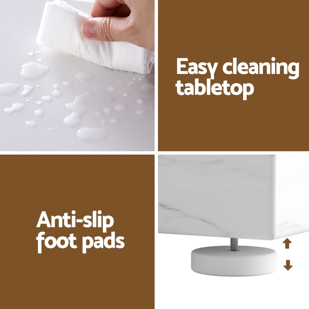 Artiss Console Table Marble Effect White and Gold