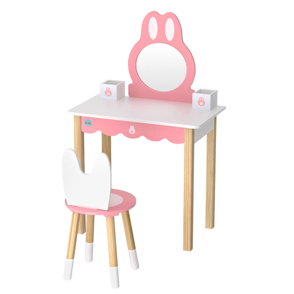 Keezi Kids Dressing Table Wooden Bunny Pink
