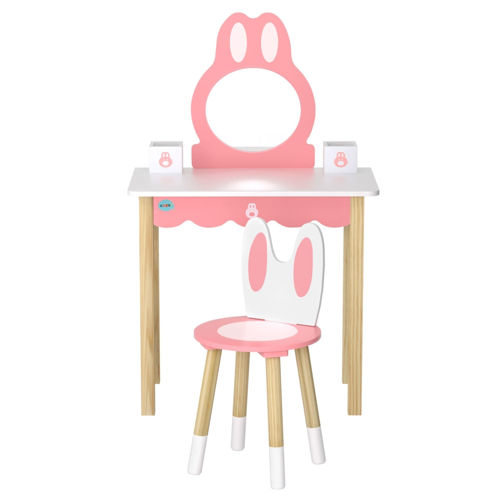 Keezi Kids Dressing Table Wooden Bunny Pink