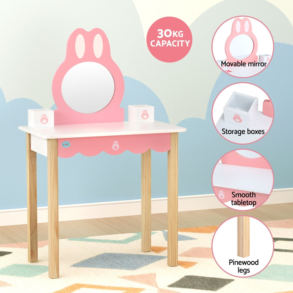 Keezi Kids Dressing Table Wooden Bunny Pink