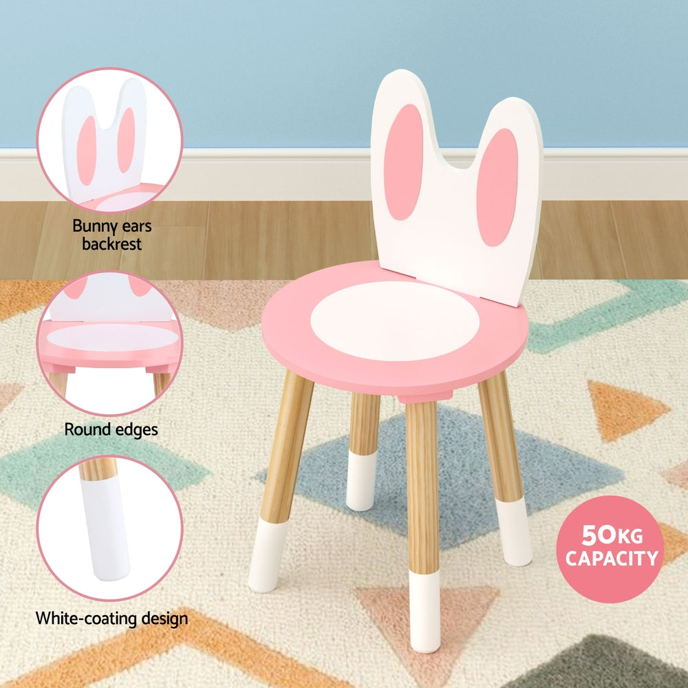 Keezi Kids Dressing Table Wooden Bunny Pink