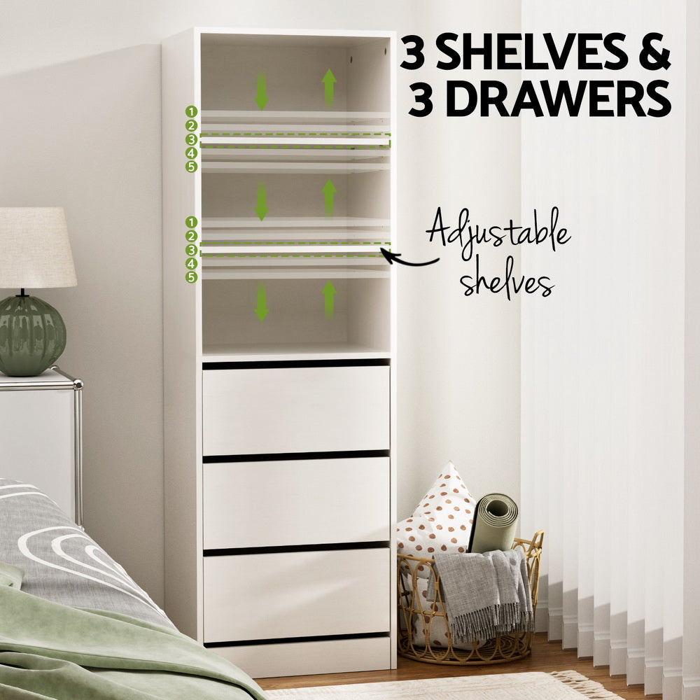 Artiss 3 Chest of Drawers Tallboy Cabinet White