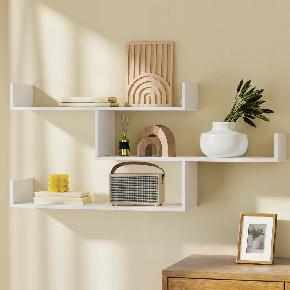 Artiss Floating Wall Shelf 3 Tier White
