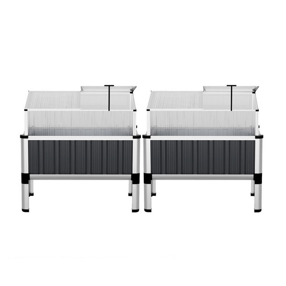 Green Fingers Raised Garden Bed x2 Greenhouse Planter Box Galvanised Herb