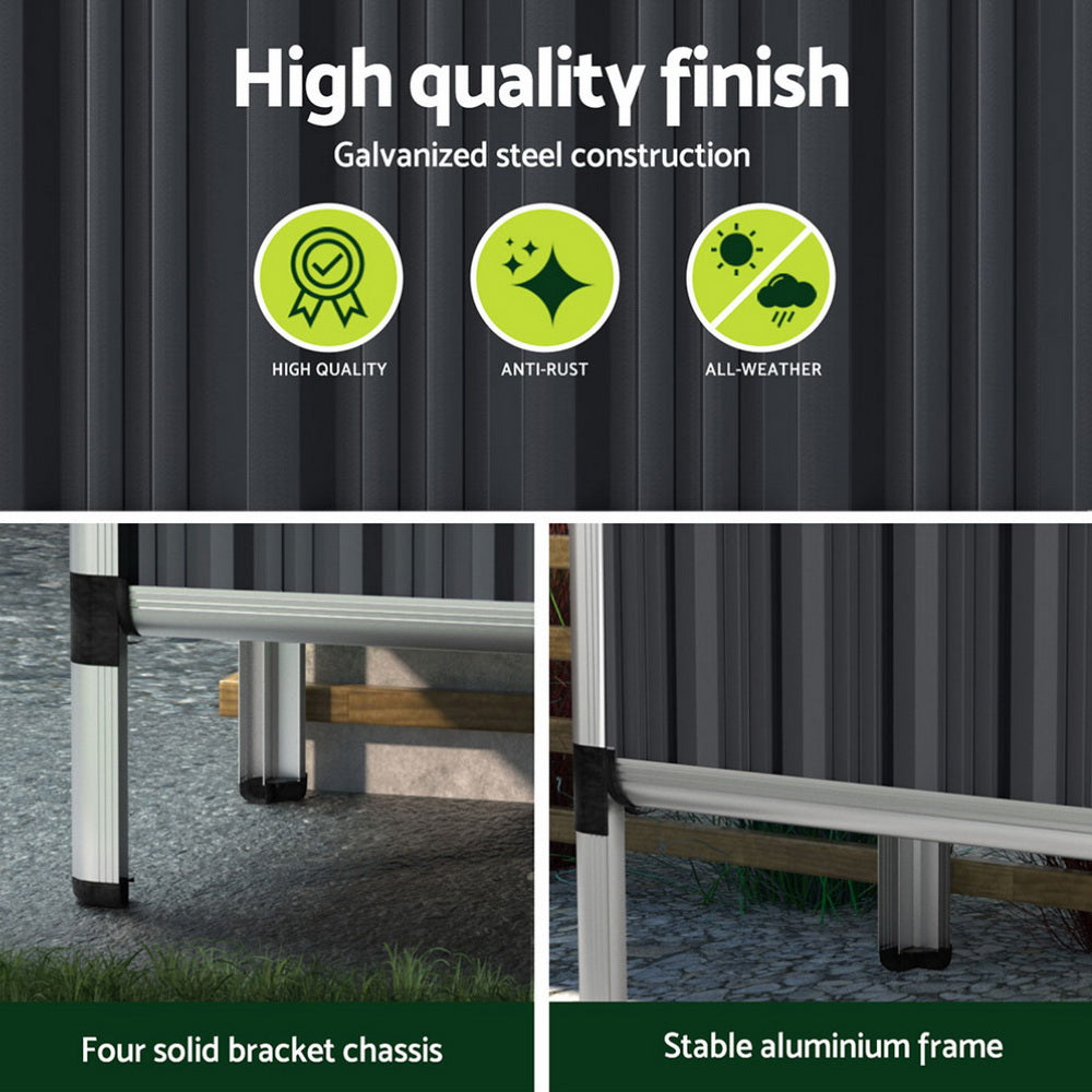 Green Fingers Raised Garden Bed x2 Greenhouse Planter Box Galvanised Herb